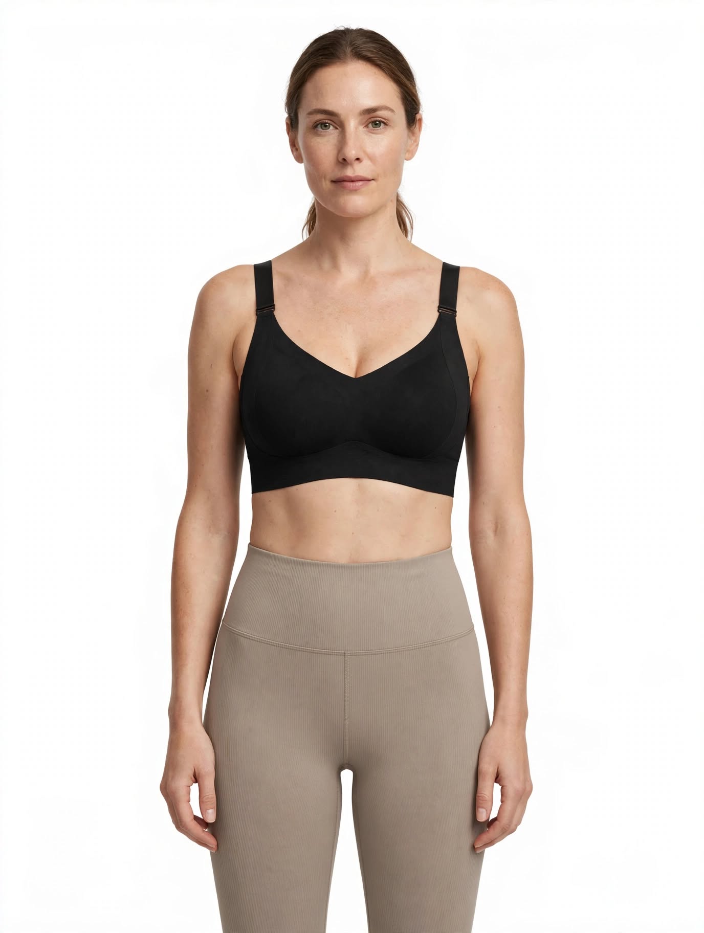 Wireless Ribbed Comfort Bra Black | Seamless Side Support, Full Coverage (XS-3XL)